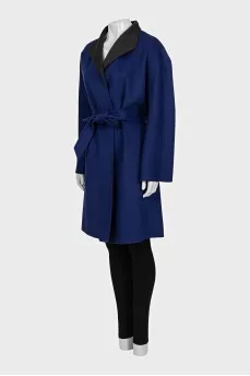 Blue wool and cashmere coat