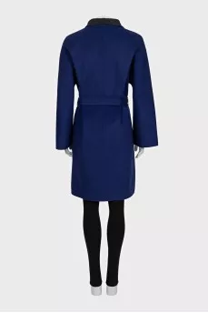Blue wool and cashmere coat