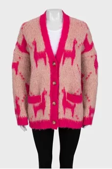 Long printed cardigan