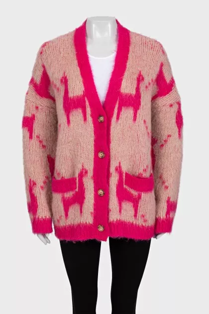 Long printed cardigan