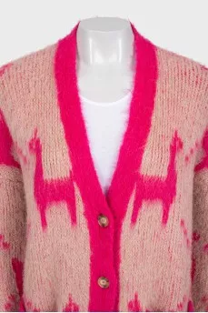 Long printed cardigan