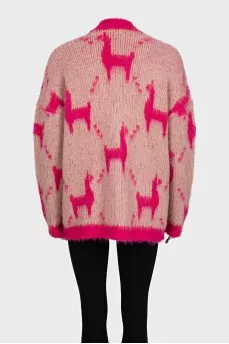 Long printed cardigan