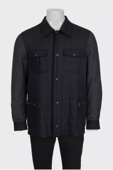 Men's black jacket with wool inserts