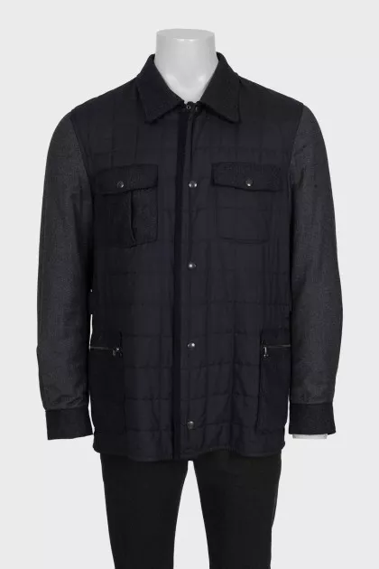 Men's black jacket with wool inserts