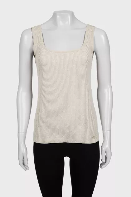 Beige silk T-shirt
