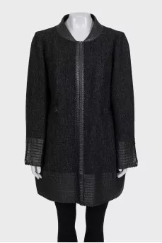 Black zipped coat with contrasting inserts