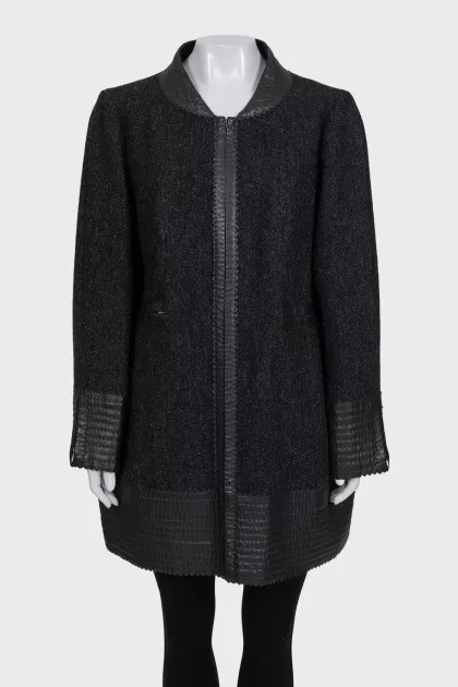 Black zipped coat with contrasting inserts