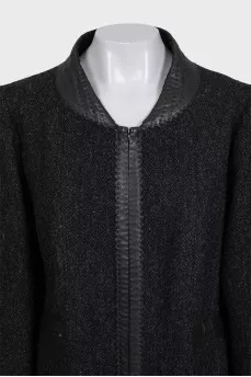 Black zipped coat with contrasting inserts