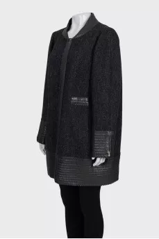 Black zipped coat with contrasting inserts