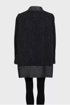 Black zipped coat with contrasting inserts