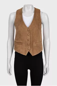 Brown suede vest