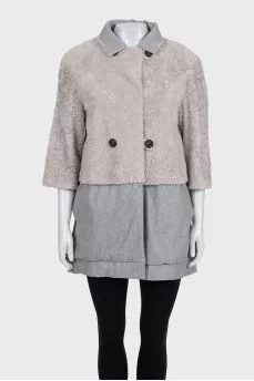Reversible coat made of wool, silk and cashmere
