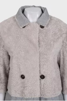Reversible coat made of wool, silk and cashmere