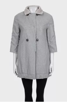 Reversible coat made of wool, silk and cashmere