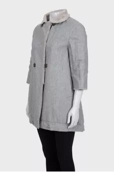 Reversible coat made of wool, silk and cashmere