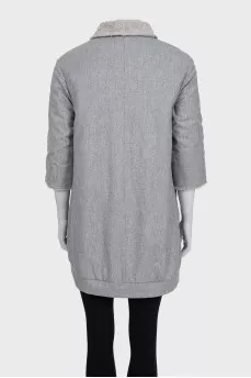 Reversible coat made of wool, silk and cashmere