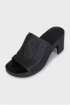 Black rubber mules SA-PAMELA H