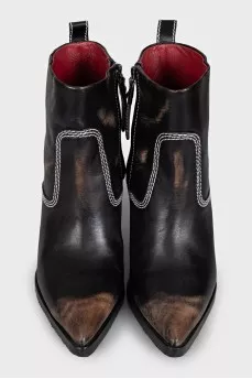 Leather Cossacks with a distressed effect