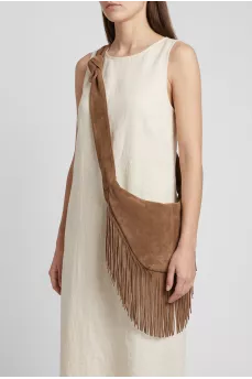 Brown suede bag with fringe