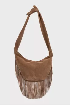 Brown suede bag with fringe