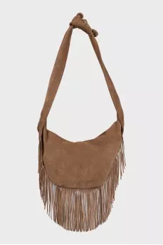 Brown suede bag with fringe