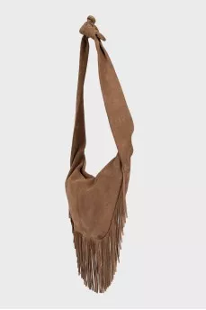 Brown suede bag with fringe