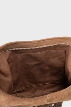 Brown suede bag with fringe