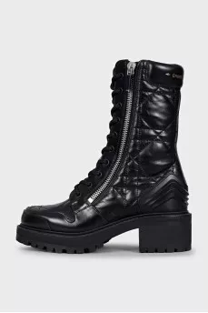 Black D-Leader leather boots