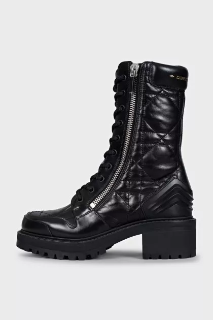 Black D-Leader leather boots