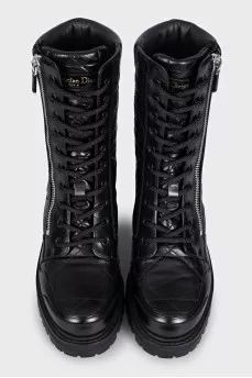 Black D-Leader leather boots