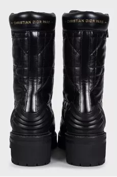 Black D-Leader leather boots
