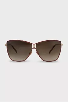 Red frame sunglasses with gradient lenses