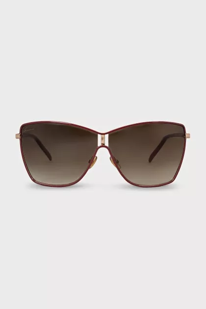 Red frame sunglasses with gradient lenses