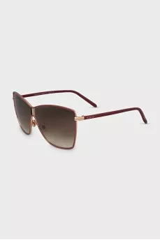 Red frame sunglasses with gradient lenses