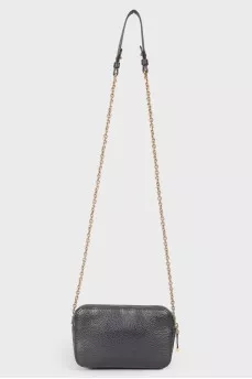 Leather gold brand logo bag
