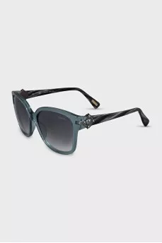 Blue sunglasses with decoration on the temples