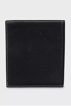 Men's black leather wallet with contrast stitching