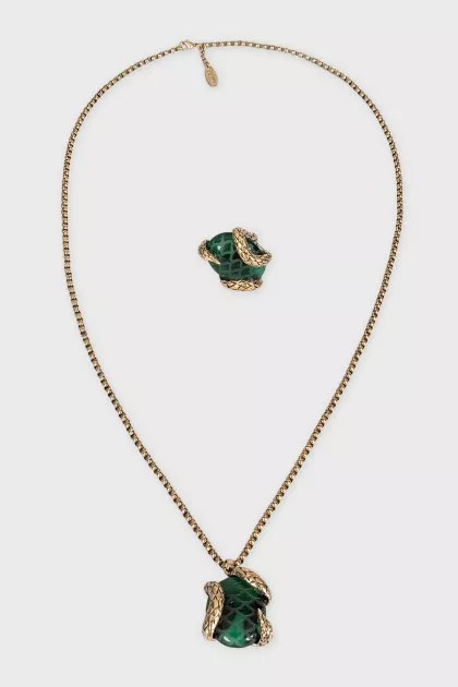 Snake necklace and ring set