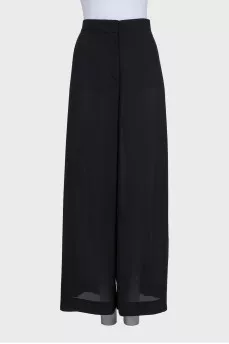 Black wide-leg fit trousers