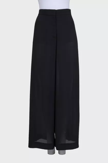 Black wide-leg fit trousers