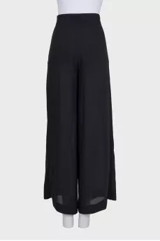 Black wide-leg fit trousers