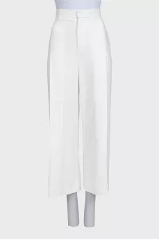 White wide-leg high-waisted trousers