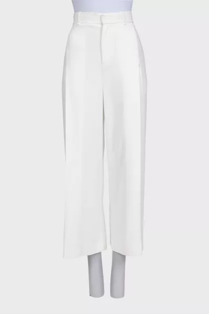 White wide-leg high-waisted trousers
