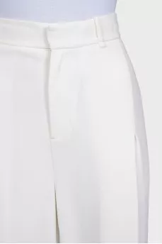 White wide-leg high-waisted trousers
