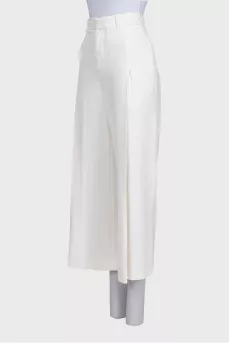 White wide-leg high-waisted trousers