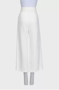 White wide-leg high-waisted trousers