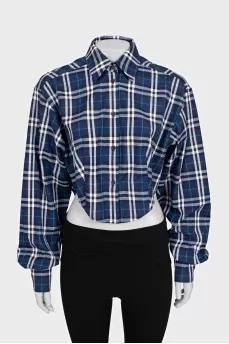 Cropped shirt with a plaid print