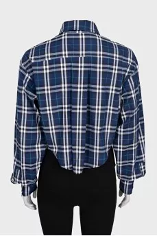 Cropped shirt with a plaid print