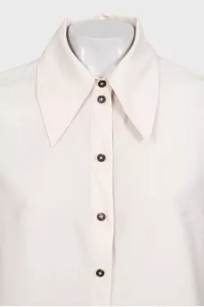 Beige straight-cut button-down shirt