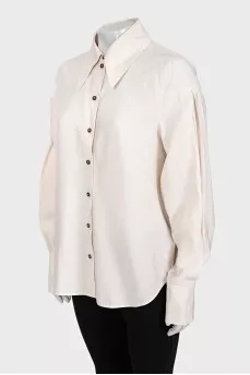 Beige straight-cut button-down shirt